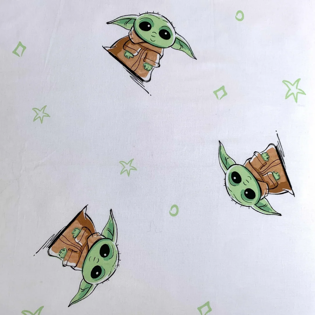 Pościel bawełniana 140x200 Star Wars Baby Yoda biała zielona poszewka 70x90 August 23 — zdjęcie 2