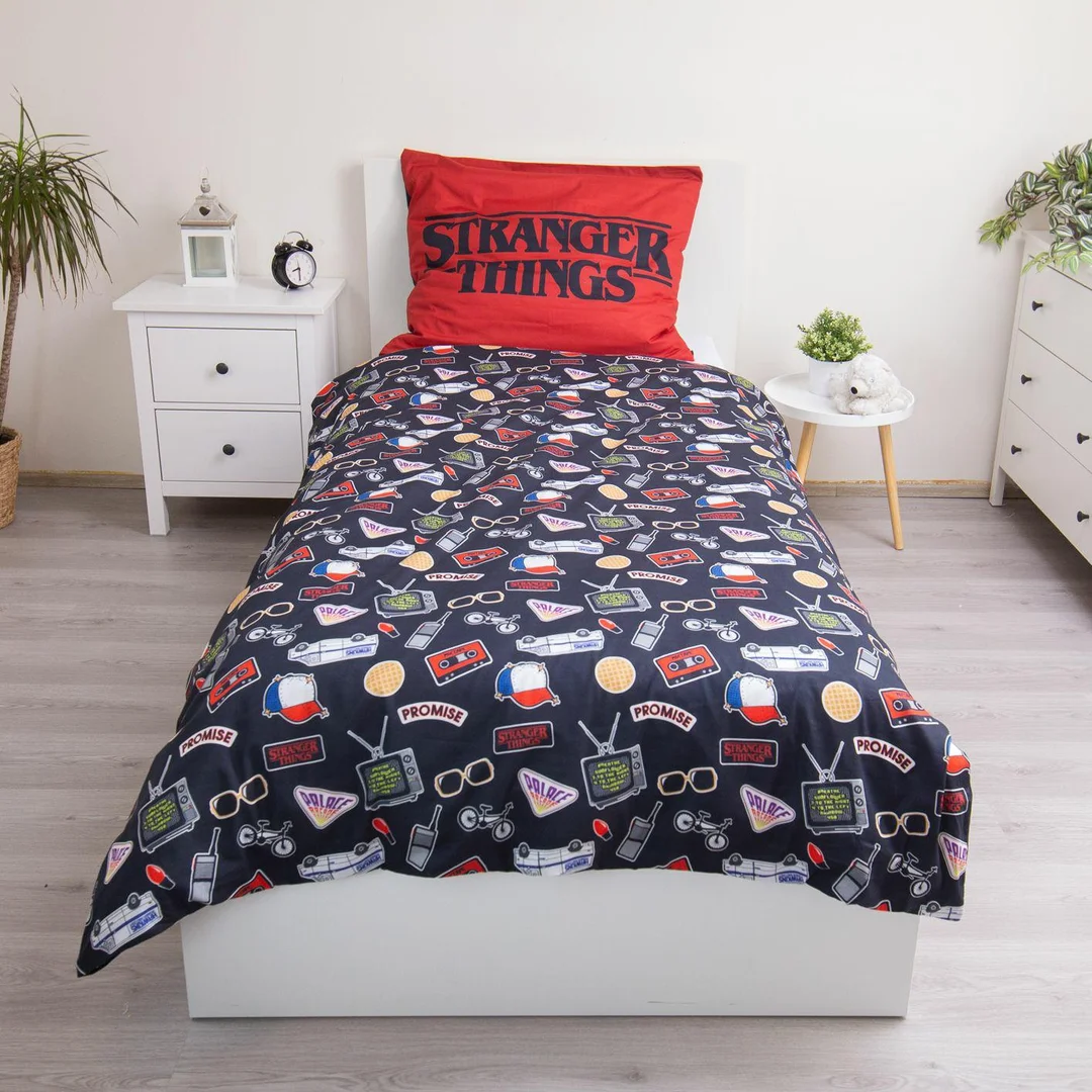 Pościel bawełniana 140x200 Stranger Things czerwona czarna poszewka 70x90 JF24 — zdjęcie 5