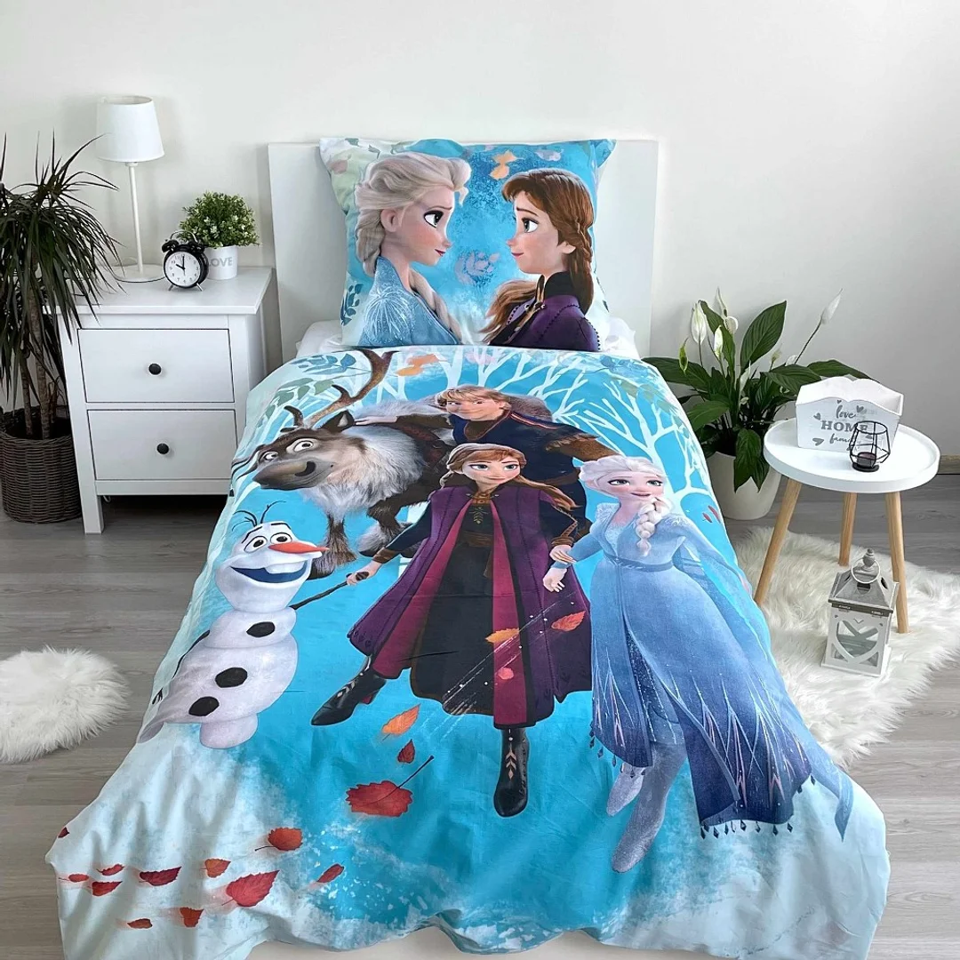 Pościel bawełniana 160x200 Frozen Familly niebieska poszewka 70x80 August 23 — zdjęcie 4