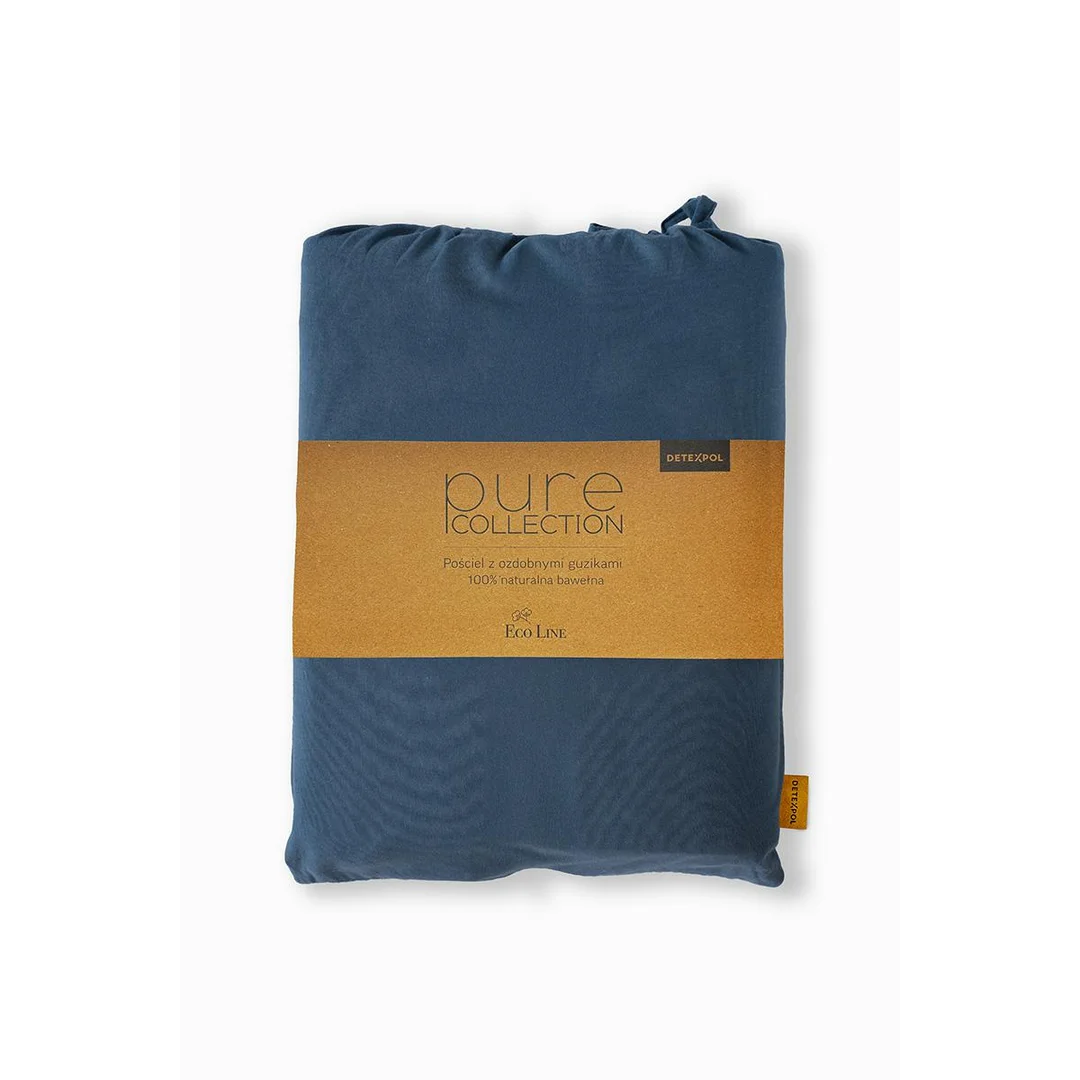 Pościel bawełniana 160x200 granatowa - Pure Eco Line — zdjęcie 7