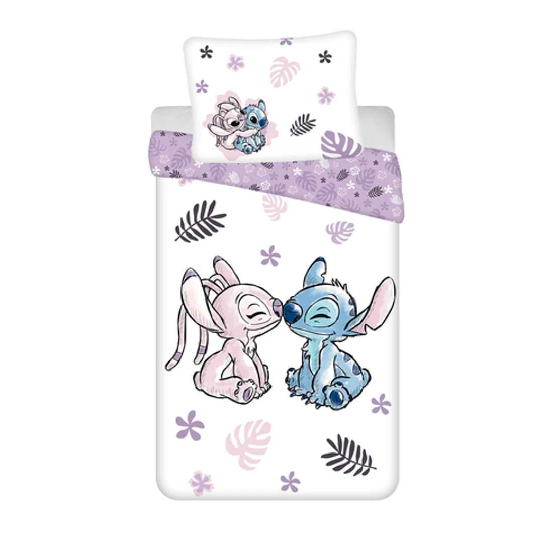 Pościel bawełniana 160x200 Lilo i Stitch biała fioletowa poszewka 70x80 August 23 — zdjęcie 6