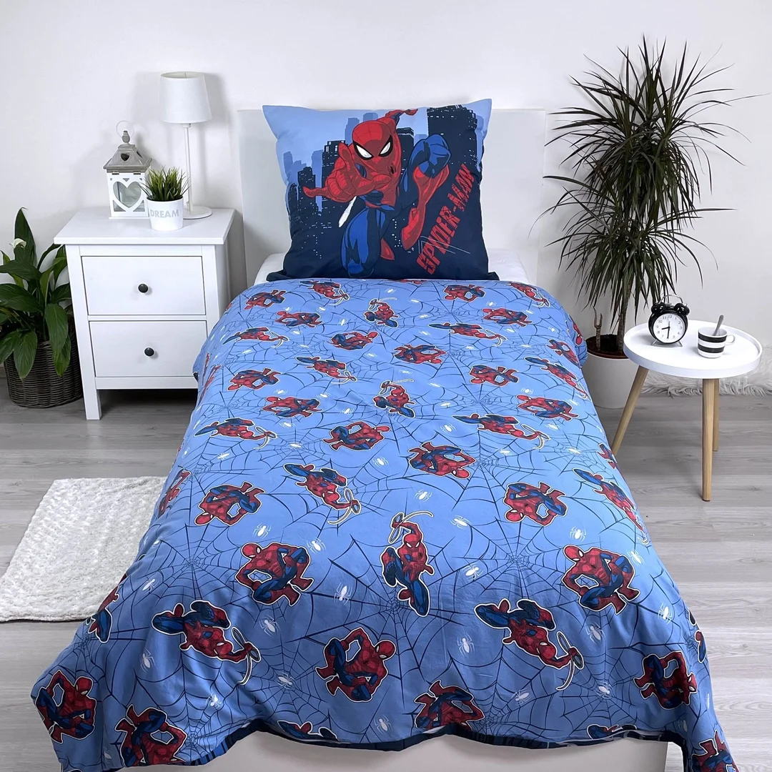 Pościel bawełniana 160x200 Spider-Man Blue 08 niebieska poszewka 70x80 August 23 — zdjęcie 2