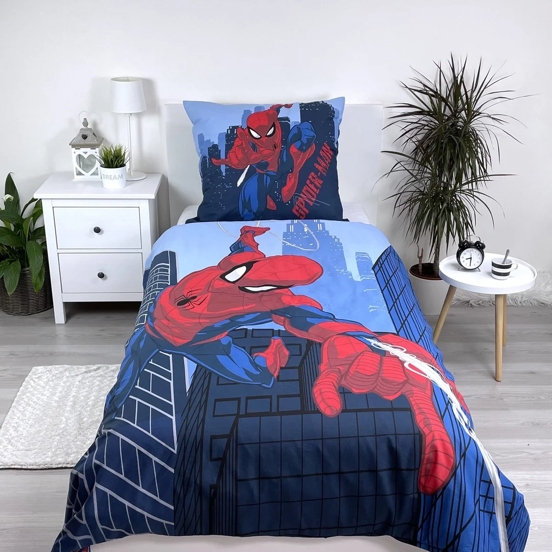 Pościel bawełniana 160x200 Spider-Man Blue 08 niebieska poszewka 70x80 August 23 — zdjęcie 3