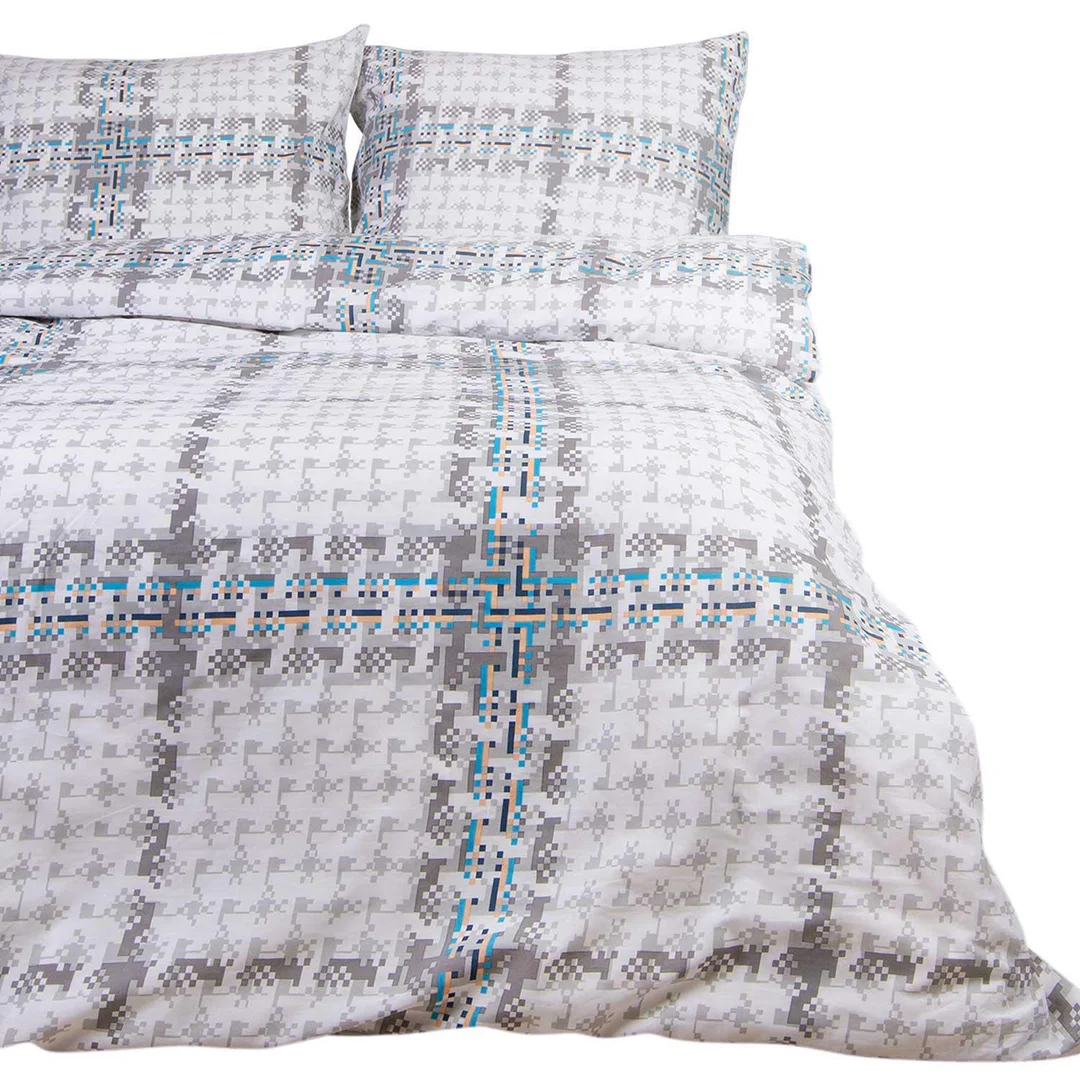 Pościel bawełniana 160x200 szara krata pepitka 71470/1 Cottonlove 6 — zdjęcie 2