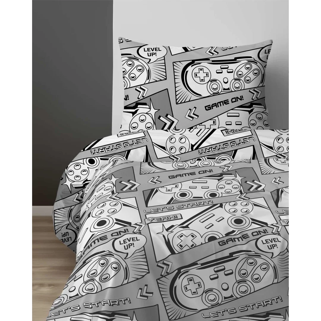Pościel bawełniana 160x200 szara pady dla gracza 5445A z jedną poszewką 70x80 XOXO DREAM — zdjęcie 5