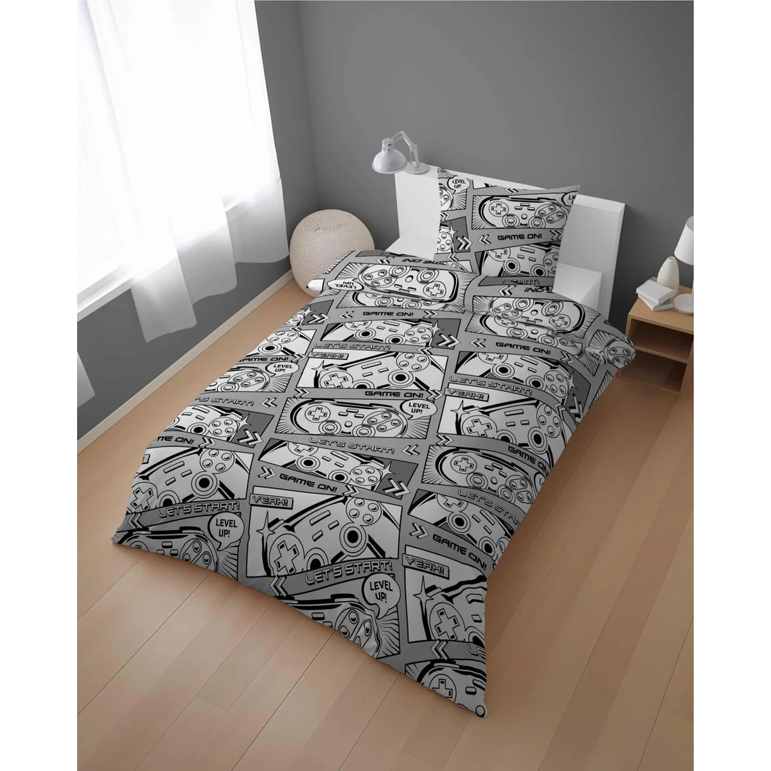 Pościel bawełniana 160x200 szara pady dla gracza 5445A z jedną poszewką 70x80 XOXO DREAM — zdjęcie 6