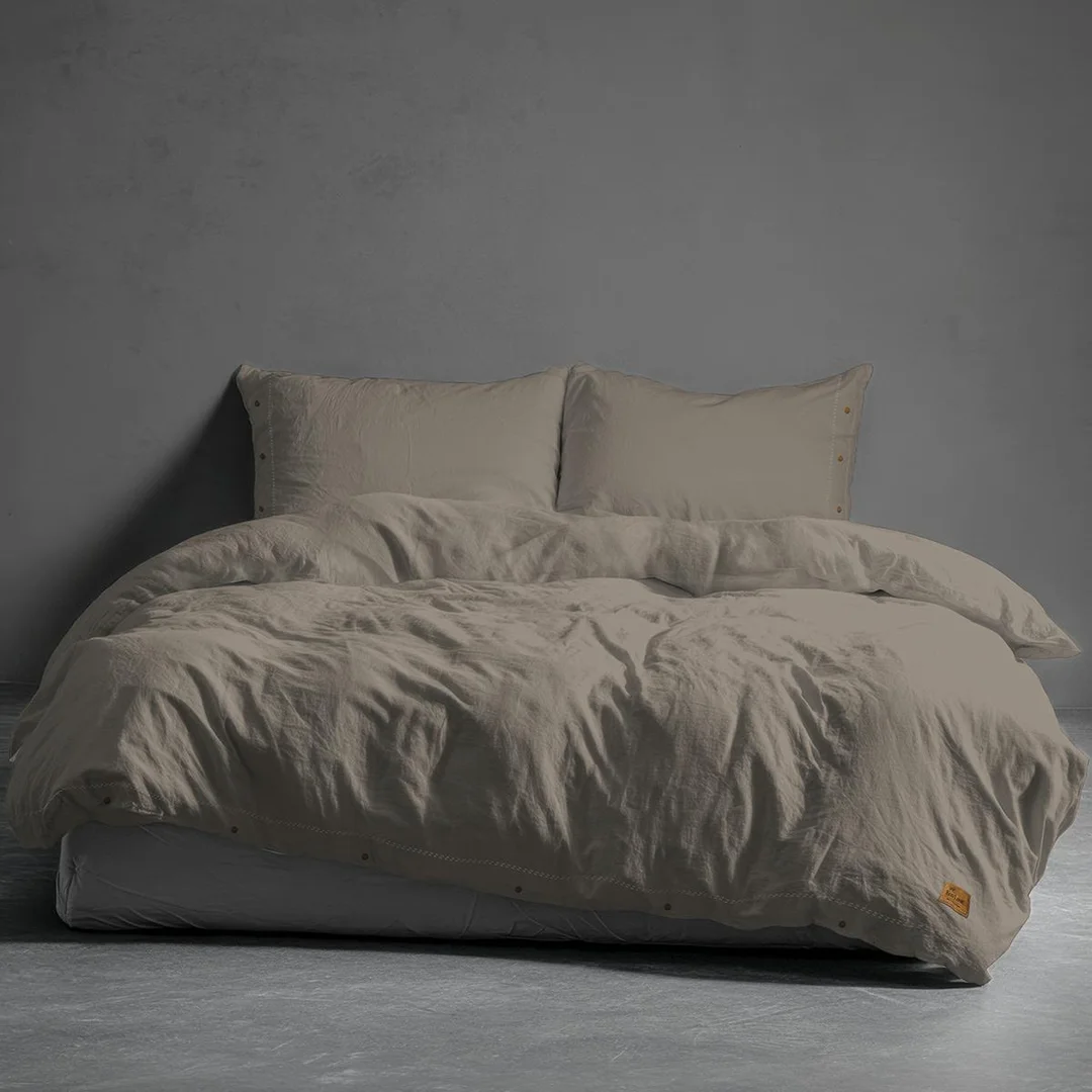 Pościel bawełniana 160x200 taupe - Pure Eco Line — zdjęcie 2