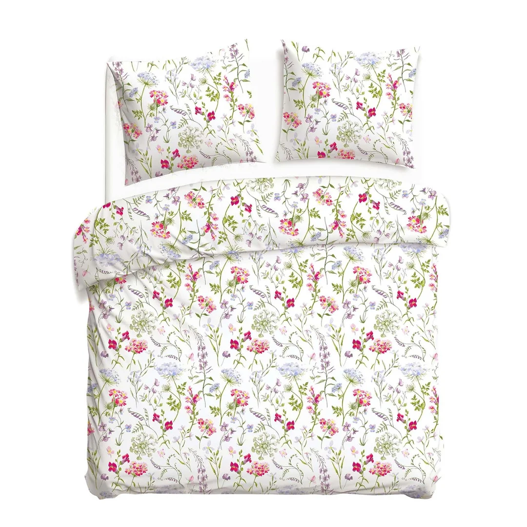 Pościel bawełniana 160x200 Wild Meadow biała kwiaty łąkowe 71507/1 Cottonlove — zdjęcie 2