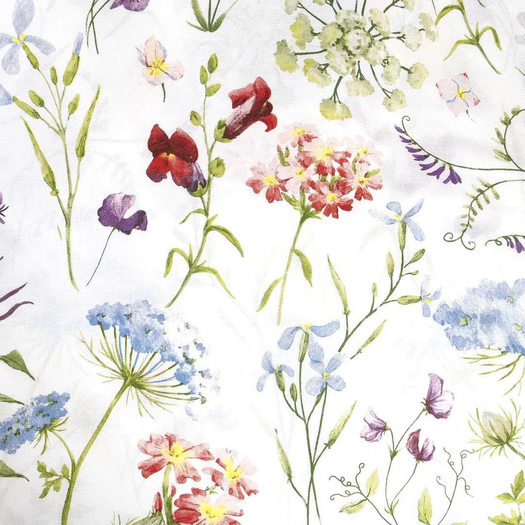 Pościel bawełniana 160x200 Wild Meadow biała kwiaty łąkowe 71507/1 Cottonlove — zdjęcie 5