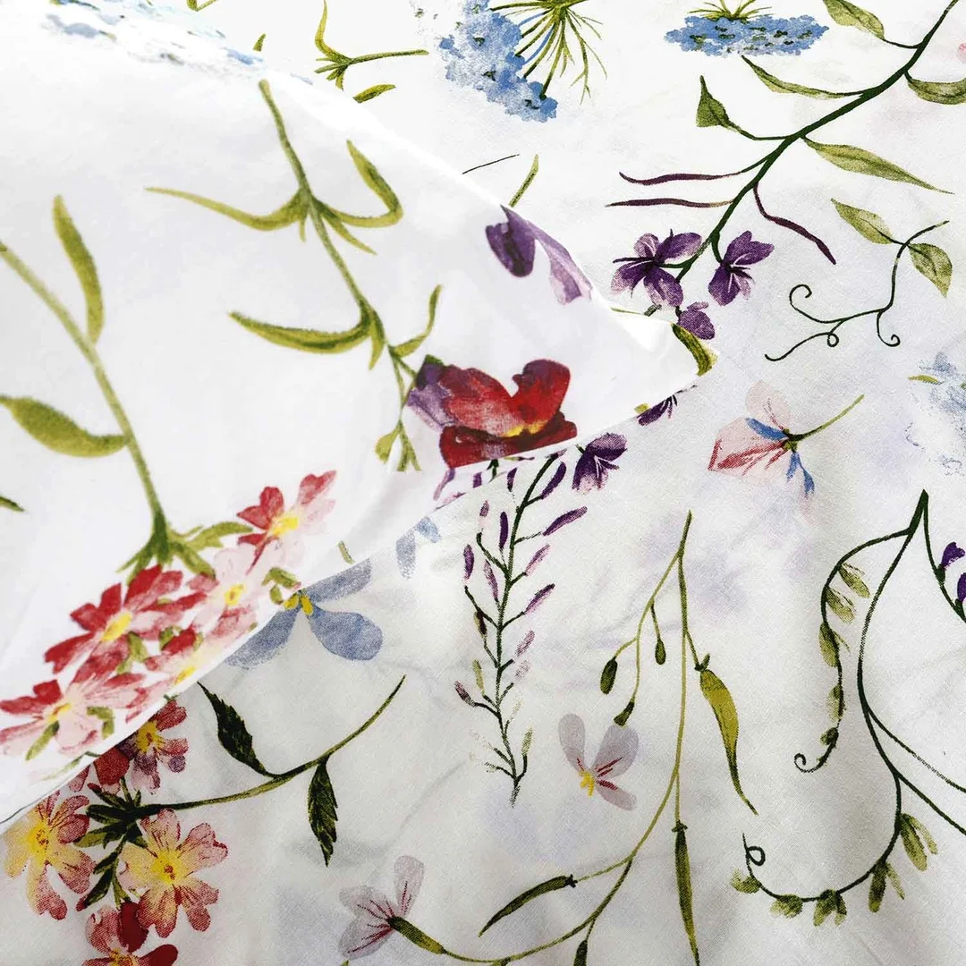 Pościel bawełniana 160x200 Wild Meadow biała kwiaty łąkowe 71507/1 Cottonlove — zdjęcie 6