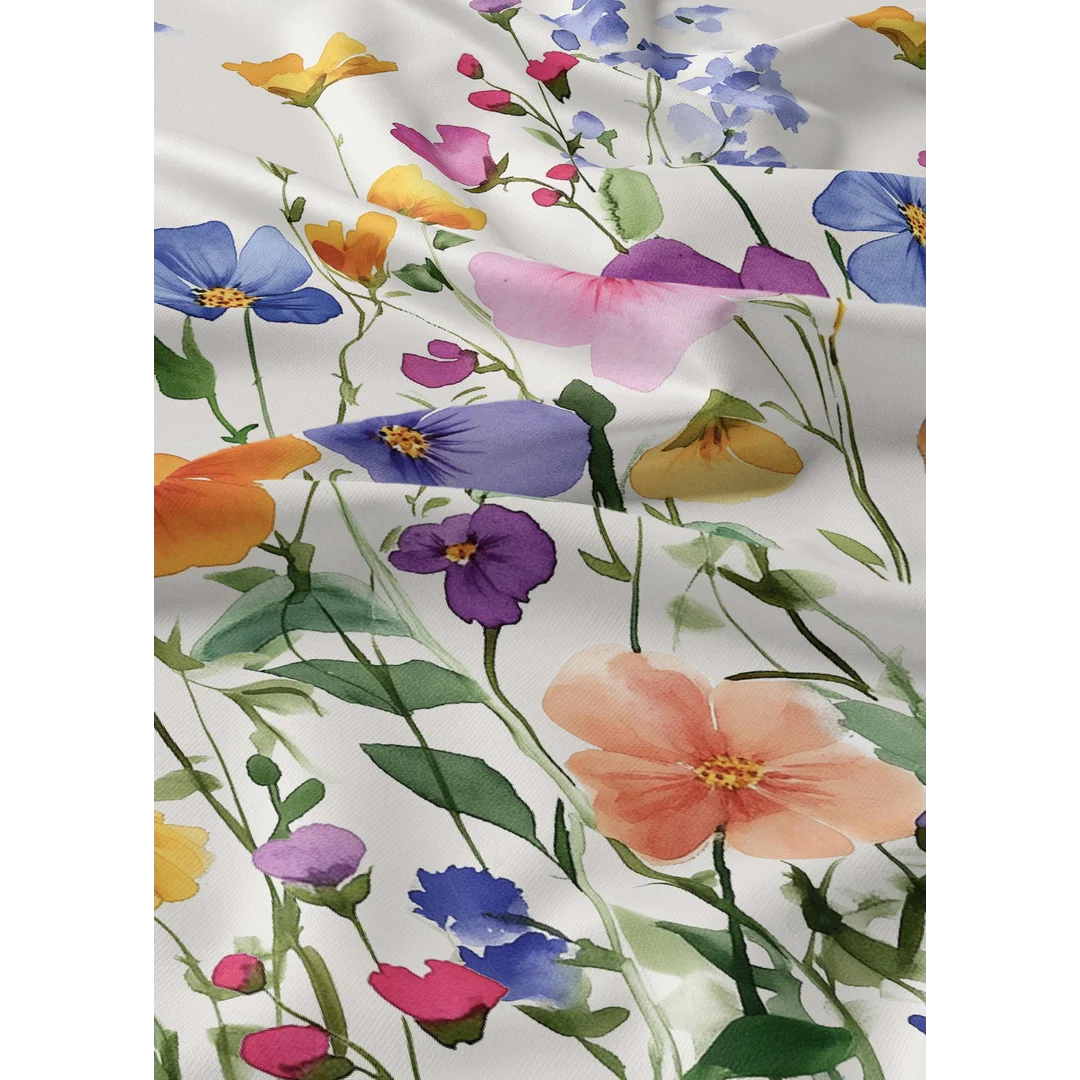 Pościel bawełniana 180x200 biała w duże wielokolorowe kwiaty polne - 5940 A - Botanic Calm — zdjęcie 4
