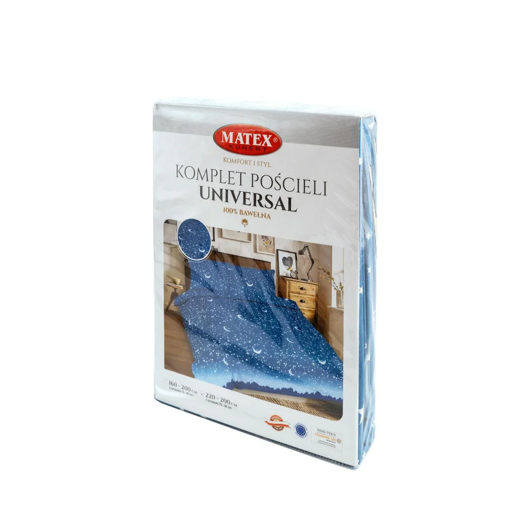 Pościel bawełniana 220x200 Gwiazdy księżyce niebieska Universal Matex — zdjęcie 3