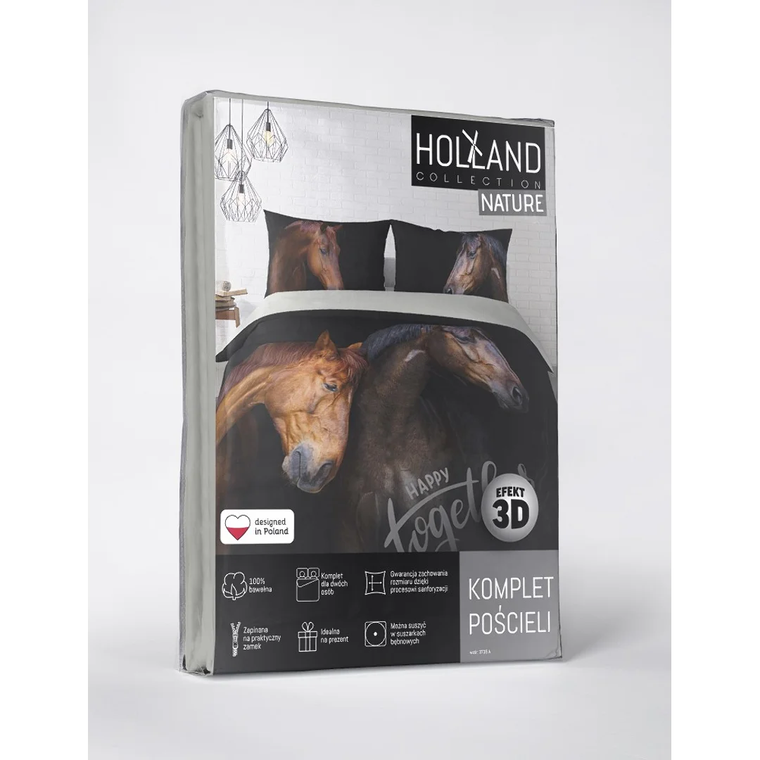 Pościel bawełniana 220x200 konie 3735 A 2 poszewki 70x80 Holland Natura 69 — zdjęcie 5