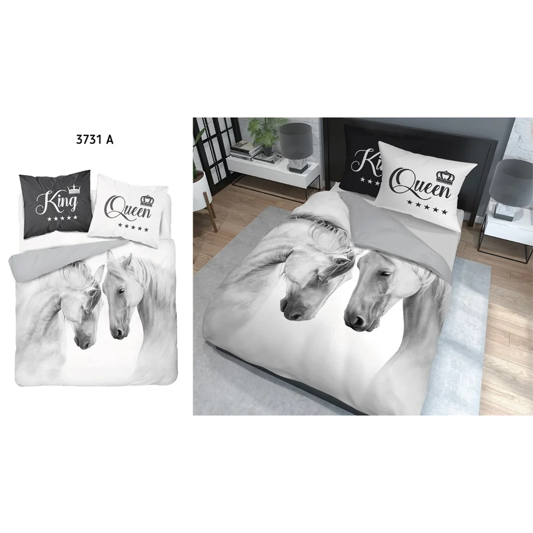 Pościel bawełniana 220x200 konie białe 3731 A 2 poszewki 70x80 Holland Natura 69 — zdjęcie 10