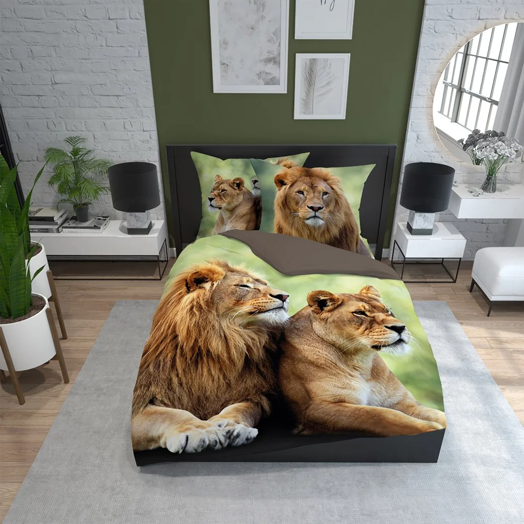 Pościel bawełniana 220x200 lew 3728 A 2 poszewki 70x80 Holland Natura 69 — zdjęcie 4