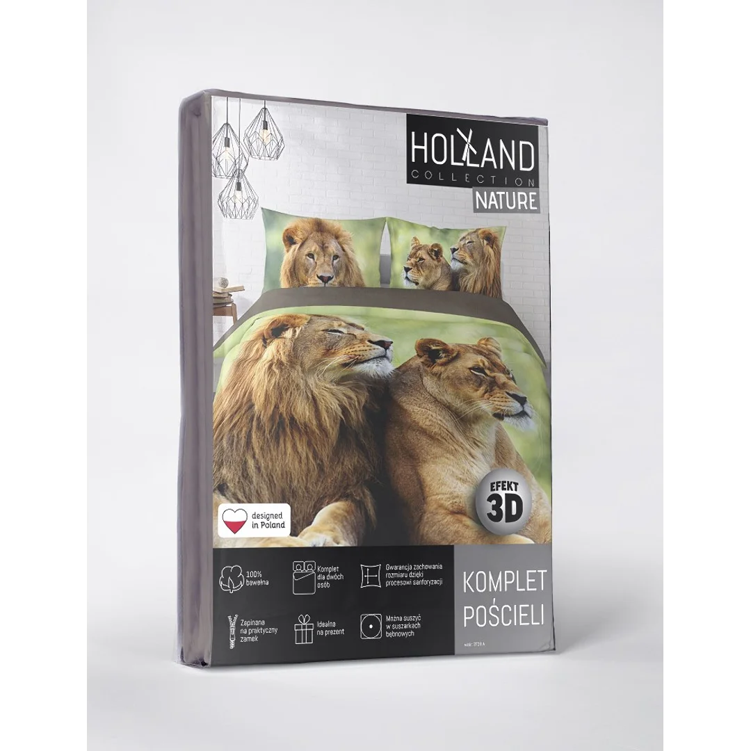 Pościel bawełniana 220x200 lew 3728 A 2 poszewki 70x80 Holland Natura 69 — zdjęcie 5