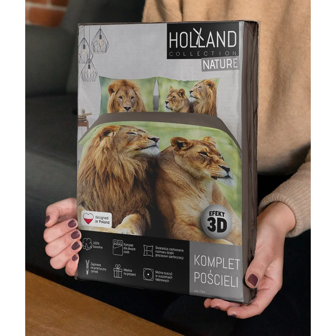 Pościel bawełniana 220x200 lew 3728 A 2 poszewki 70x80 Holland Natura 69 — zdjęcie 6
