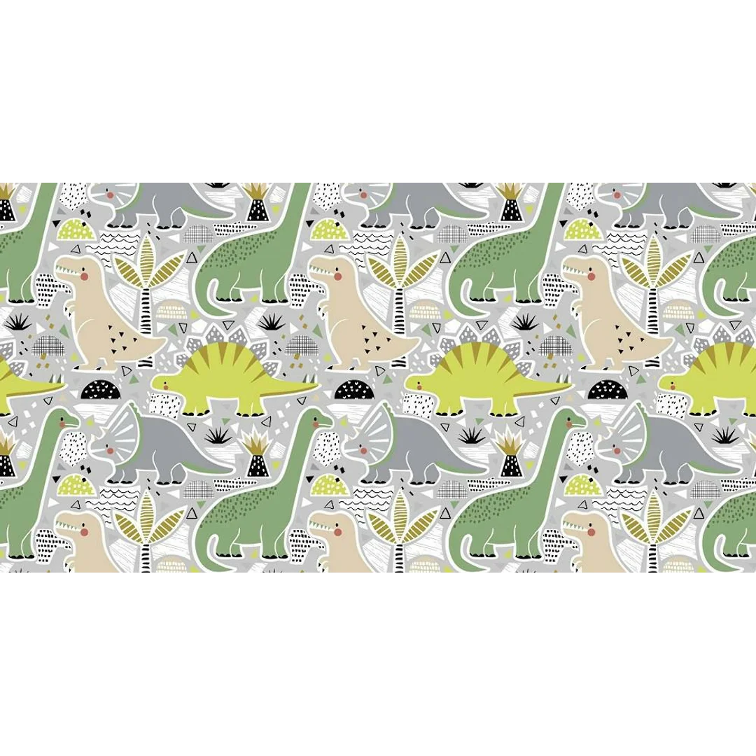 Pościel bawełniana 90x120 48K dinozaury zielona Kids 24 z poszewką 40x60 — zdjęcie 2