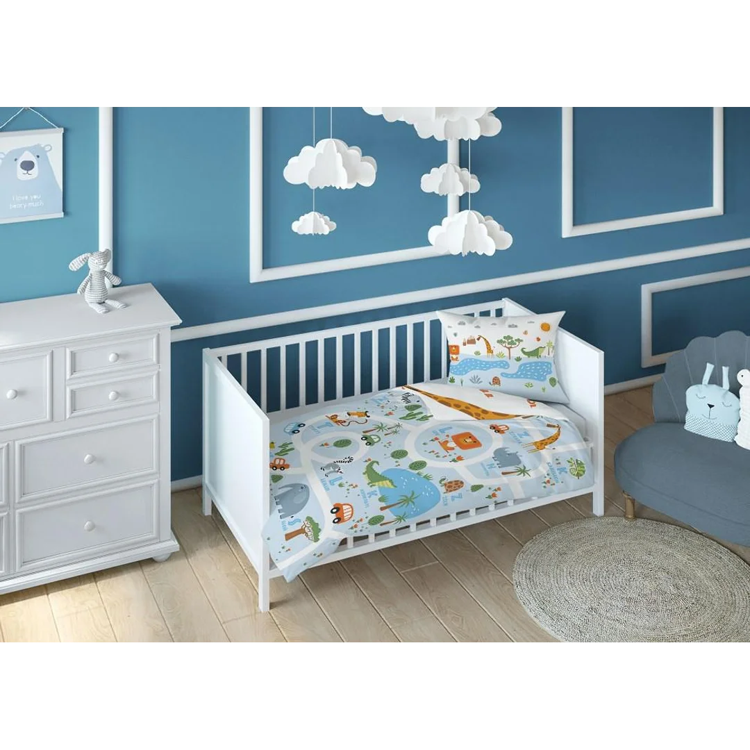 Pościel bawełniana 90x120 Zwierzaki 3619 A mam już tyle lat miesięcy i dni niebieska biała dziecięca Kids 1 — zdjęcie 3