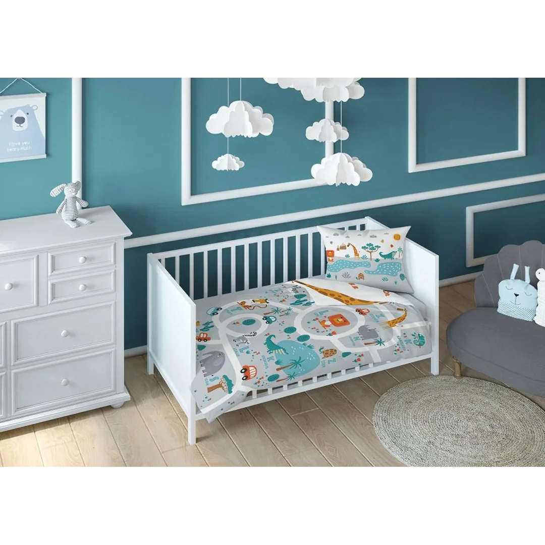 Pościel bawełniana 90x120 Zwierzaki 3619 B mam już tyle lat miesięcy i dni szara biała dziecięca Kids 1 — zdjęcie 3