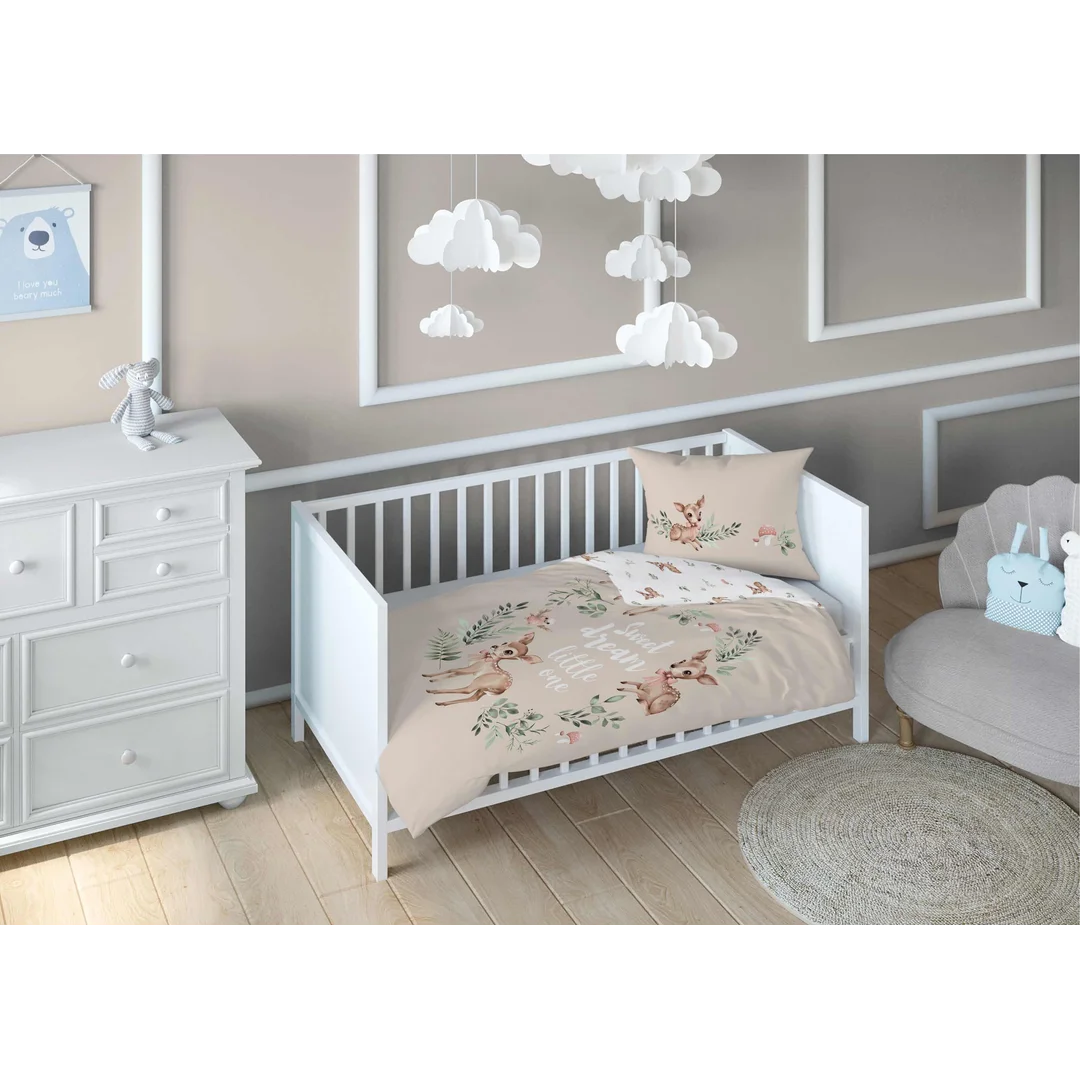 Pościel bawełniana dziecięca 100x135 sarenki beżowe Sweet Dream – 5511 A - Mayamoo — zdjęcie 3
