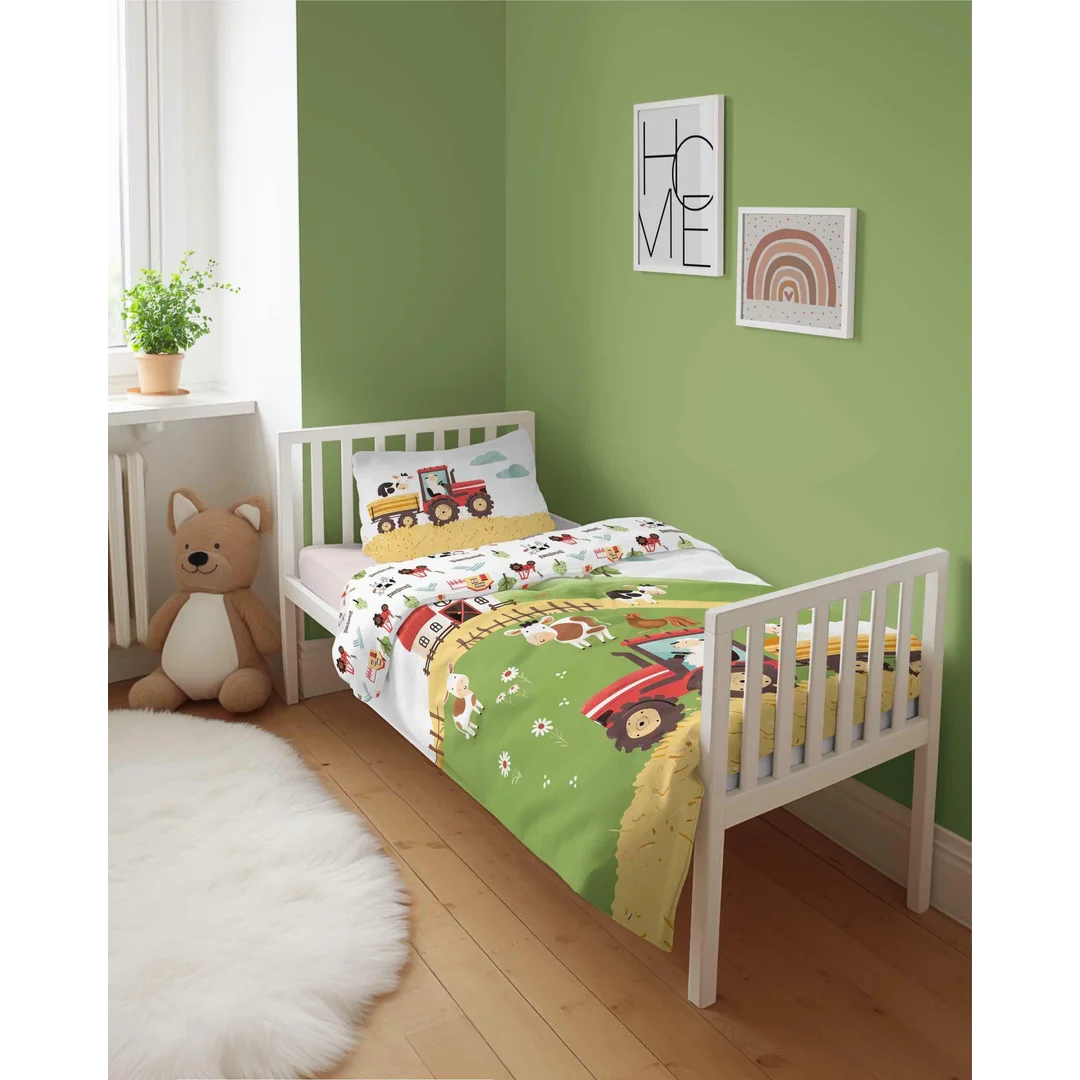 Pościel bawełniana dziecięca 90x120 farma czerwony traktor – 5513 A - Mayamoo — zdjęcie 4