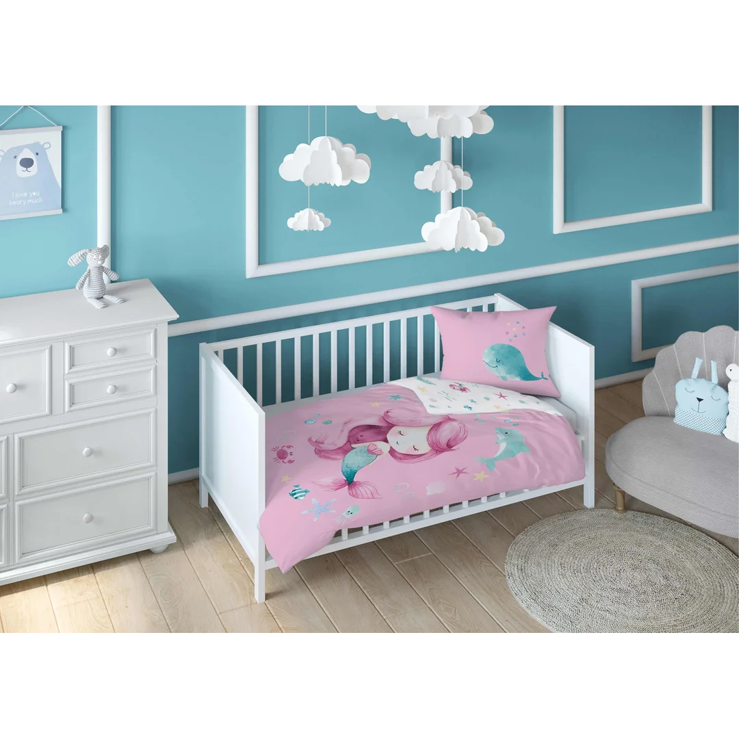 Pościel bawełniana dziecięca 90x120 syrenka różowa – 5512 A - Mayamoo — zdjęcie 3