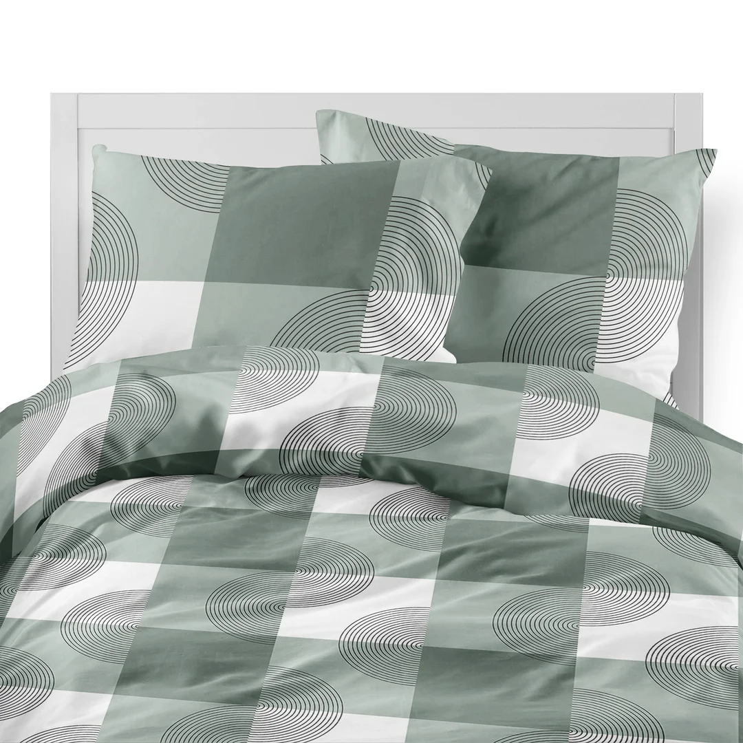 Pościel flanelowa 160x200 biała beżowa w kratę i roślinne ornamenty - 6040 B - Flanela 2026 — zdjęcie 6