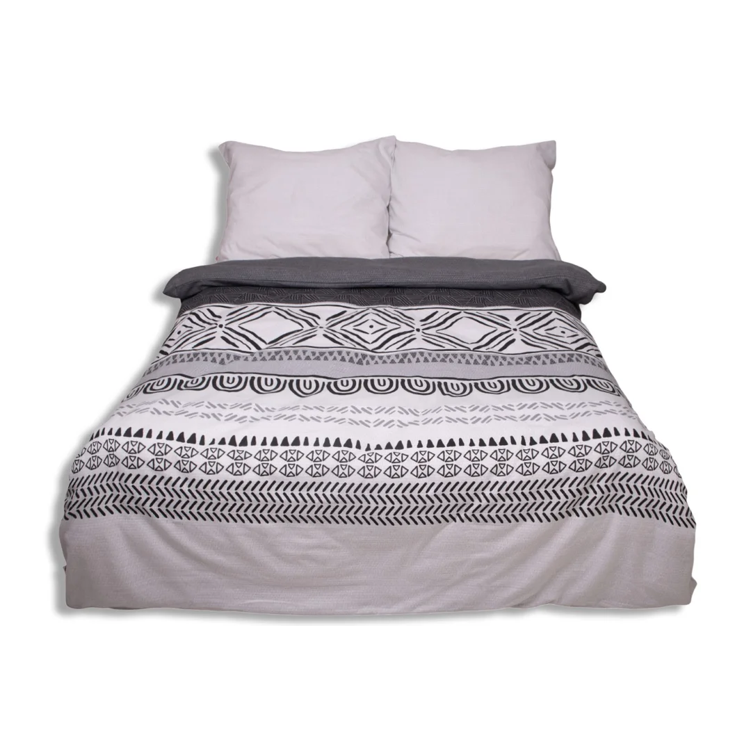 Pościel flanelowa 160x200 F-91 szara grafitowa ornamenty paski Matex — zdjęcie 6