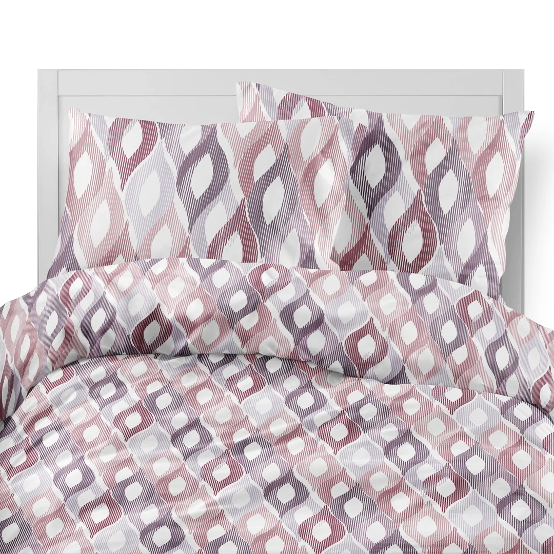 Pościel flanelowa 160x200 różowa szara w geometryczne romby - 6043 A - Flanela 2026 — zdjęcie 6