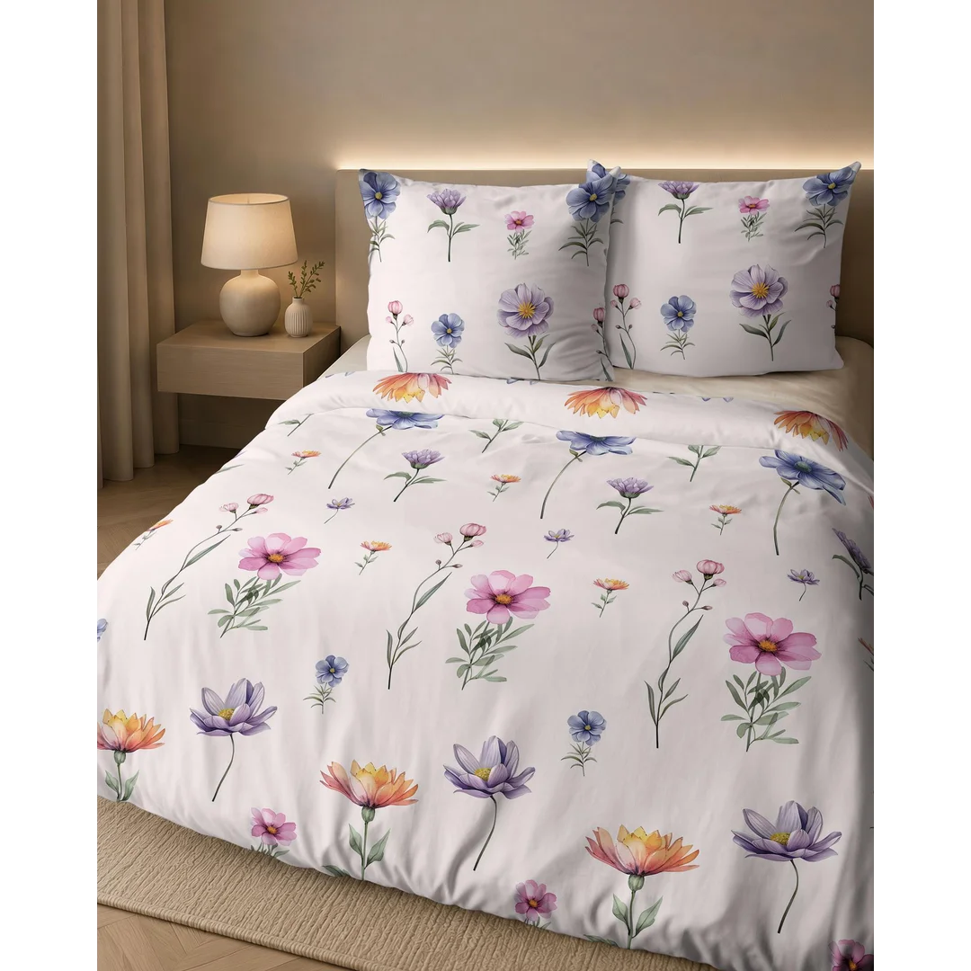 Pościel flanelowa 220x200 jasnoróżowa w kolorowe polne kwiaty - 6044 A - Flanela 2026 — zdjęcie 7