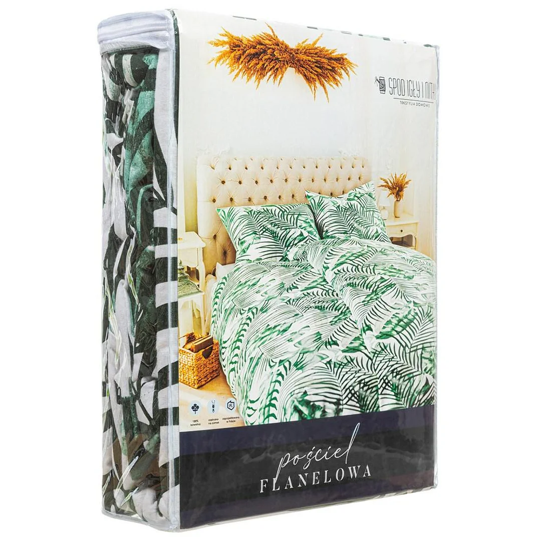 Pościel flanelowa 220x200 Jungle liście zielona — zdjęcie 3