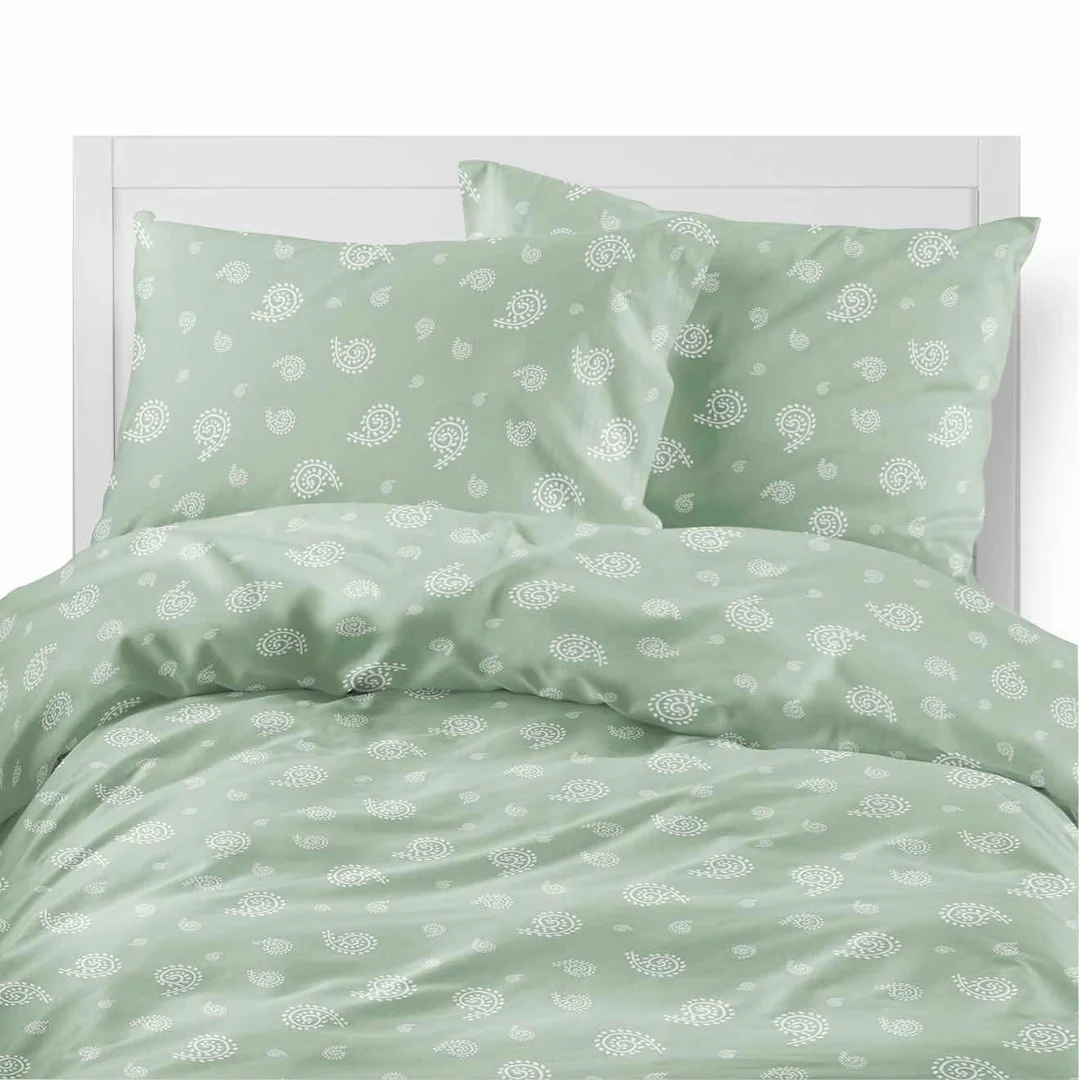 Pościel flanelowa 220x200 paisley na miętowym tle - Pastel Flowers - 5624 A — zdjęcie 2