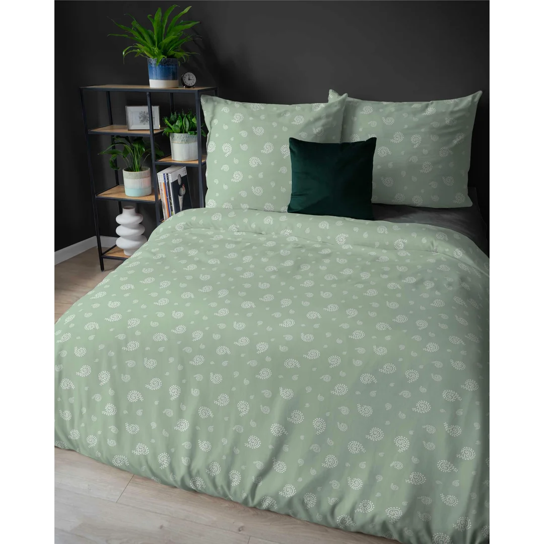 Pościel flanelowa 220x200 paisley na miętowym tle - Pastel Flowers - 5624 A — zdjęcie 3