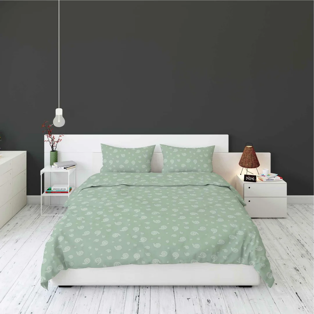 Pościel flanelowa 220x200 paisley na miętowym tle - Pastel Flowers - 5624 A — zdjęcie 4