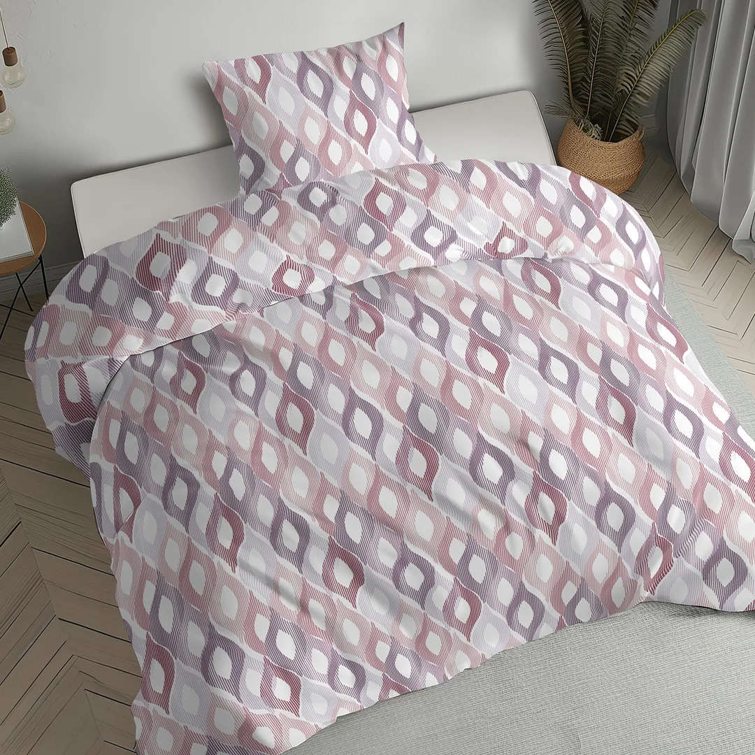 Pościel flanelowa 220x200 różowa szara w geometryczne romby - 6043 A - Flanela 2026 — zdjęcie 5
