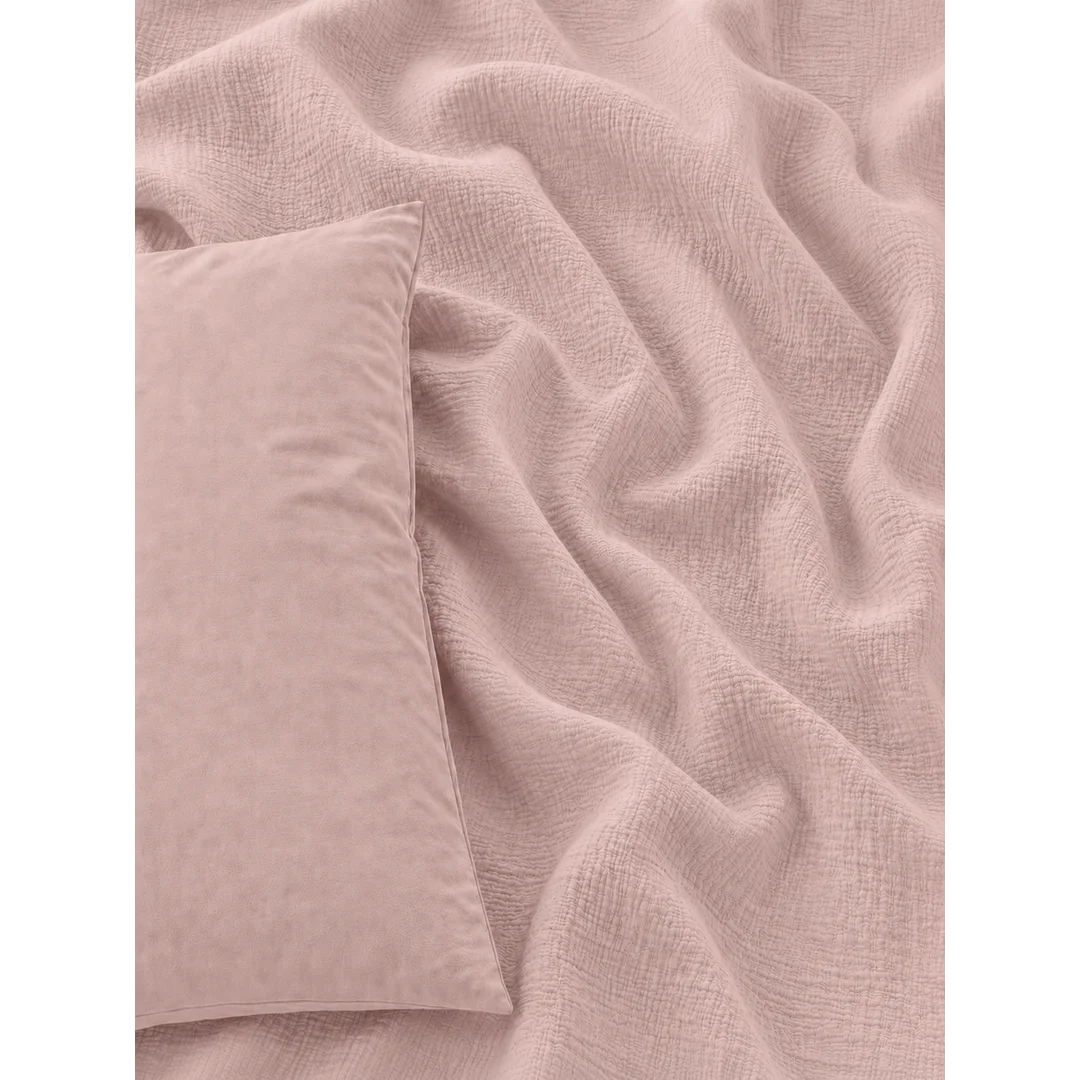 Pościel muślinowa bawełniana 160x200 pudrowy róż - Muslin Dream — zdjęcie 5