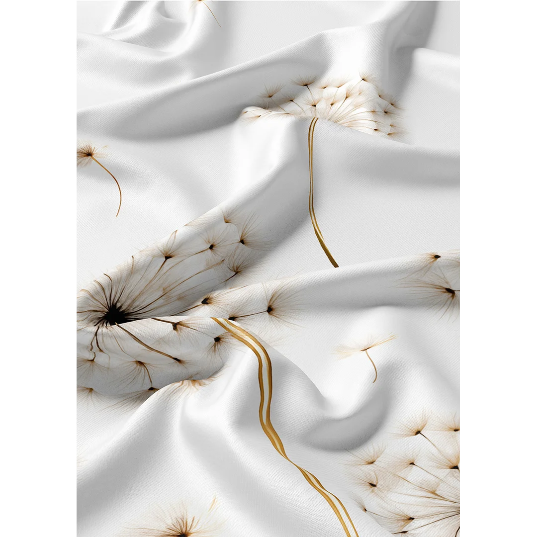 Pościel satynowa 140x200 biała w dmuchawce - 5991 A - Home Satin — zdjęcie 2