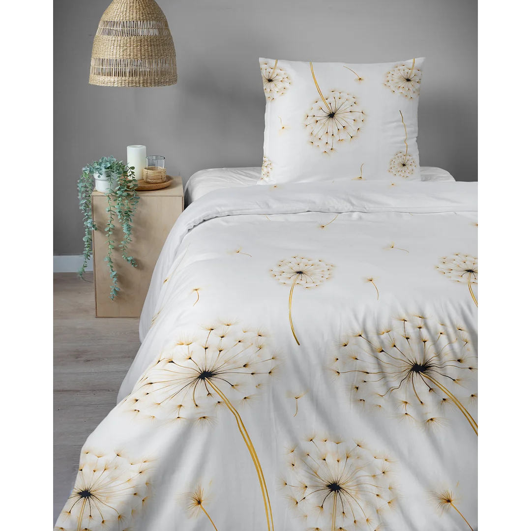 Pościel satynowa 140x200 biała w dmuchawce - 5991 A - Home Satin — zdjęcie 4