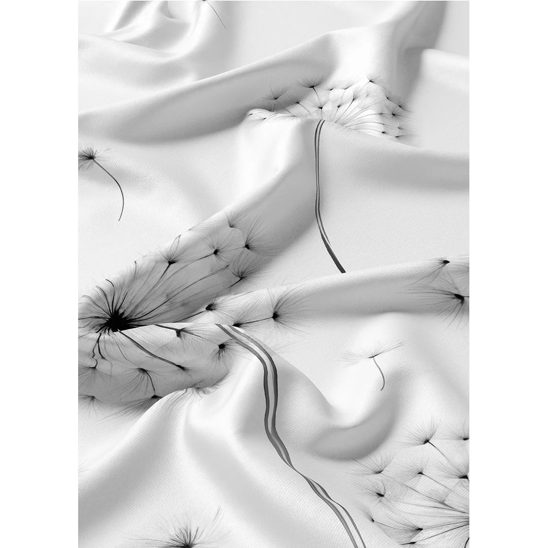 Pościel satynowa 140x200 biała w dmuchawce - 5991 B - Home Satin — zdjęcie 2