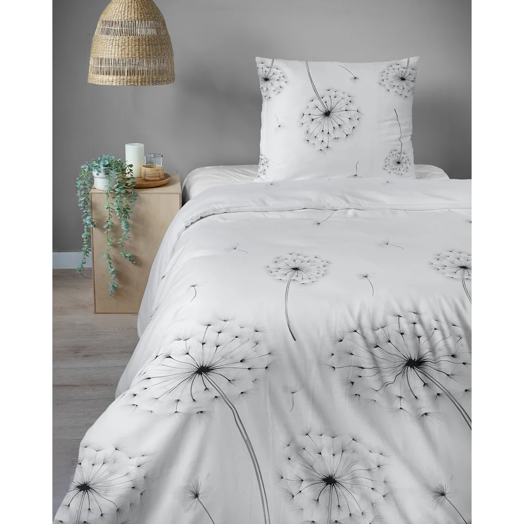 Pościel satynowa 140x200 biała w dmuchawce - 5991 B - Home Satin — zdjęcie 4