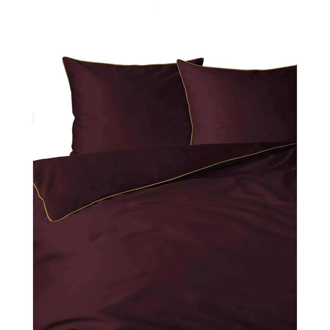 Pościel satynowa 140x200 burgundowa z lamówką z jedną poszewką 70x90 Mako Satin 62/2 — zdjęcie 4