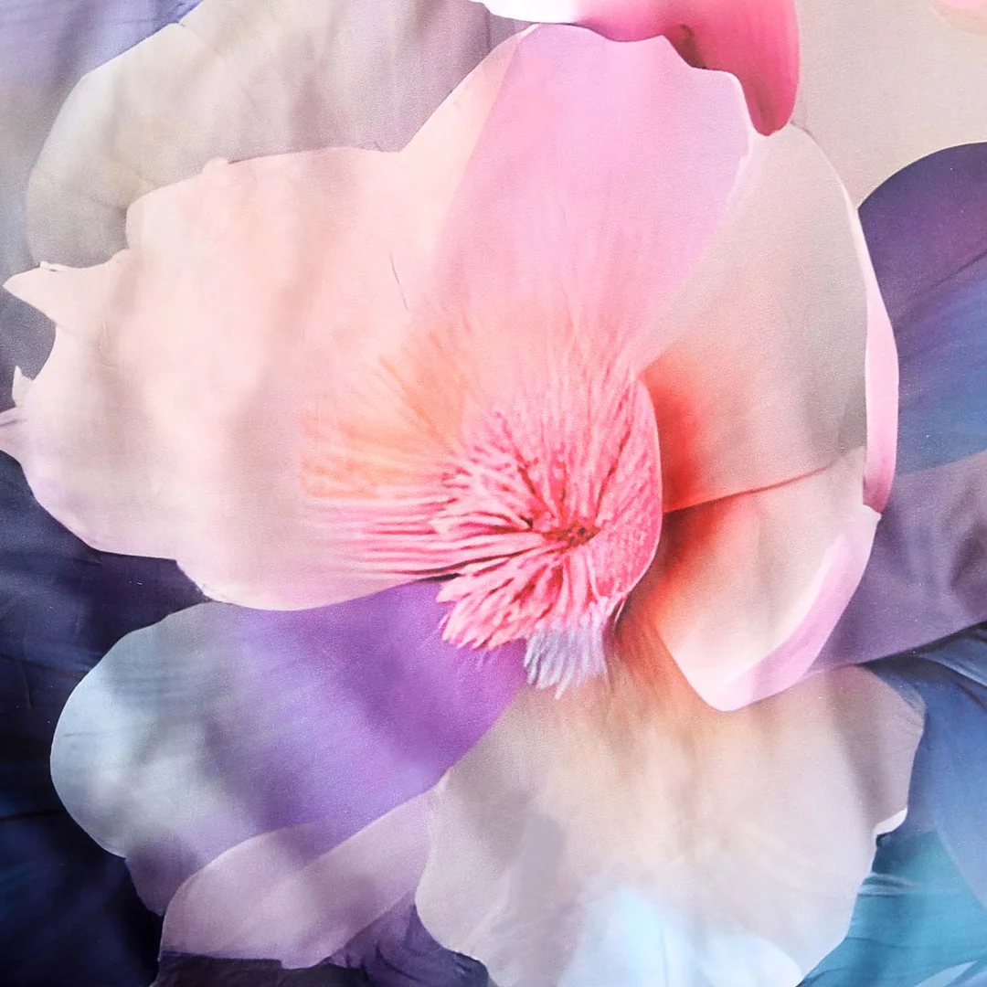 Pościel satynowa 140x200 Kwiaty różowa niebieska 12423 SATYNLOVE PREMIUM — zdjęcie 4