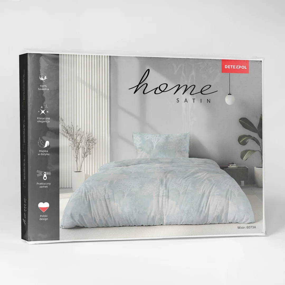 Pościel satynowa 140x200 miętowa w subtelny ornament - 6073 A - Home Satin — zdjęcie 3
