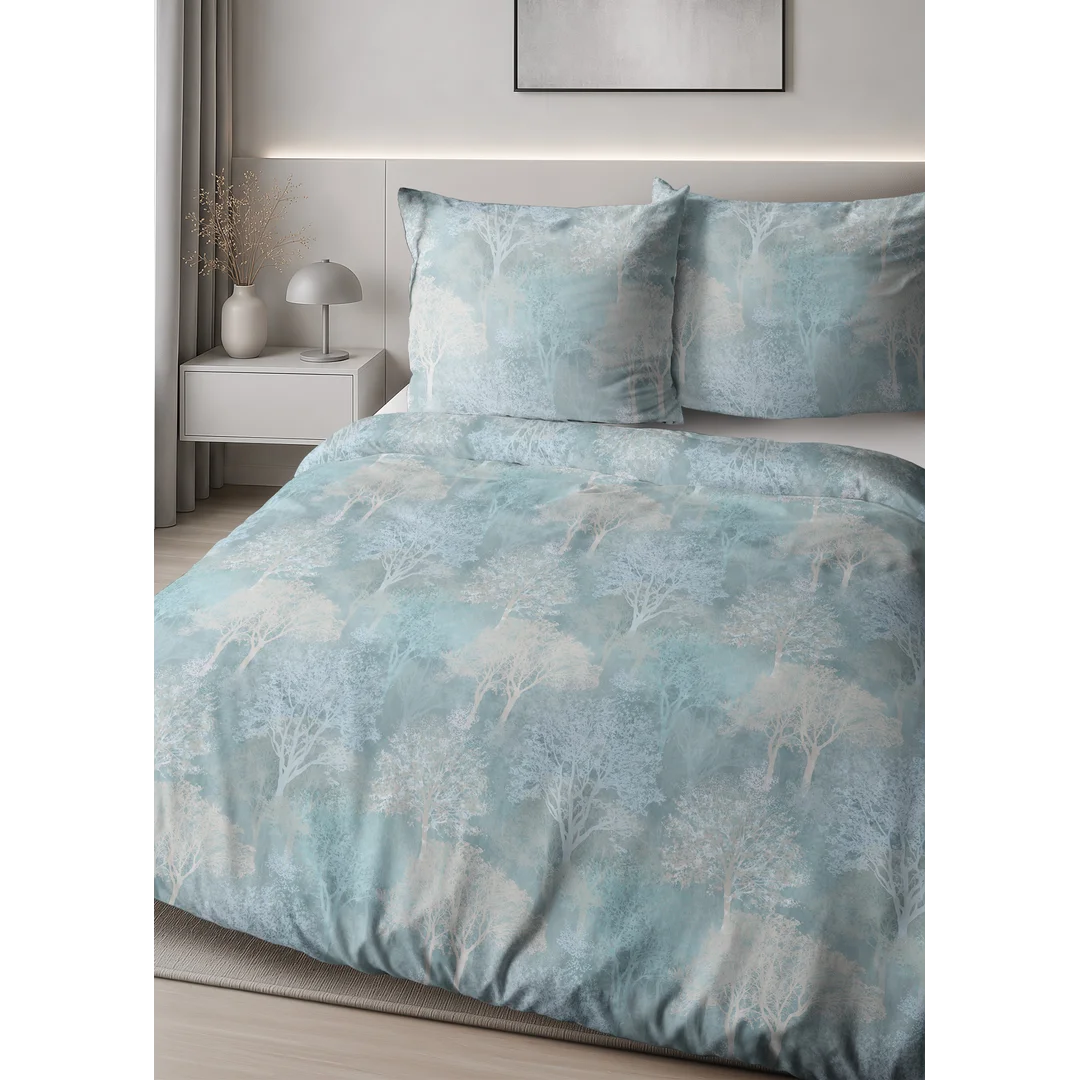 Pościel satynowa 140x200 miętowa w subtelny ornament - 6073 A - Home Satin — zdjęcie 5
