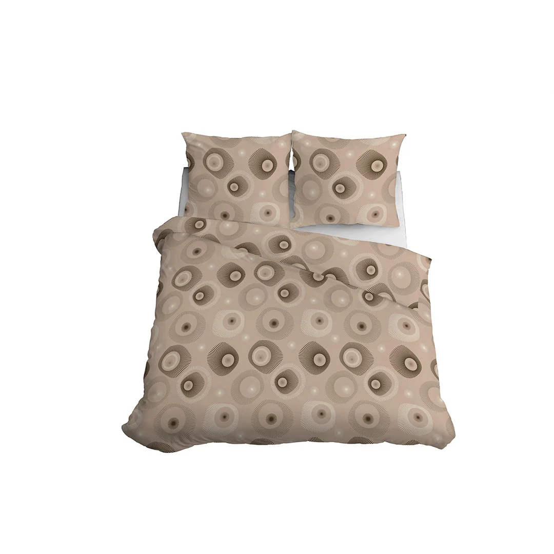 Pościel satynowa 160x200 beżowa w geometryczny wzór - 5986 A - Home Satin — zdjęcie 3