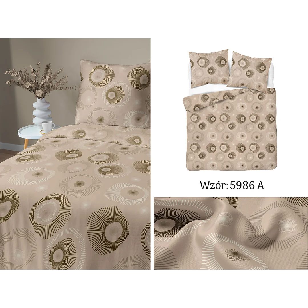 Pościel satynowa 160x200 beżowa w geometryczny wzór - 5986 A - Home Satin — zdjęcie 6