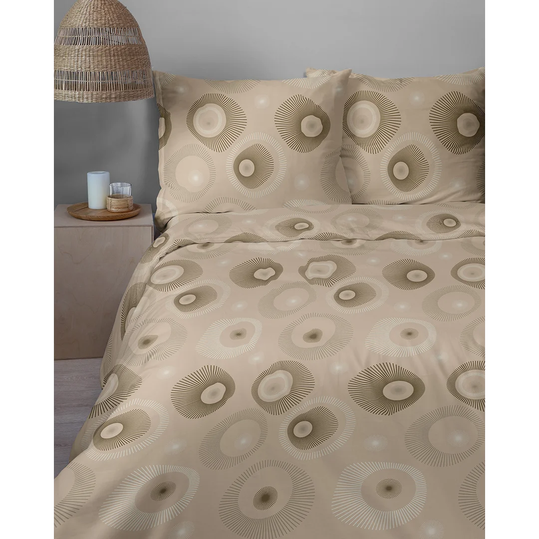 Pościel satynowa 160x200 beżowa w geometryczny wzór - 5986 A - Home Satin — zdjęcie 7