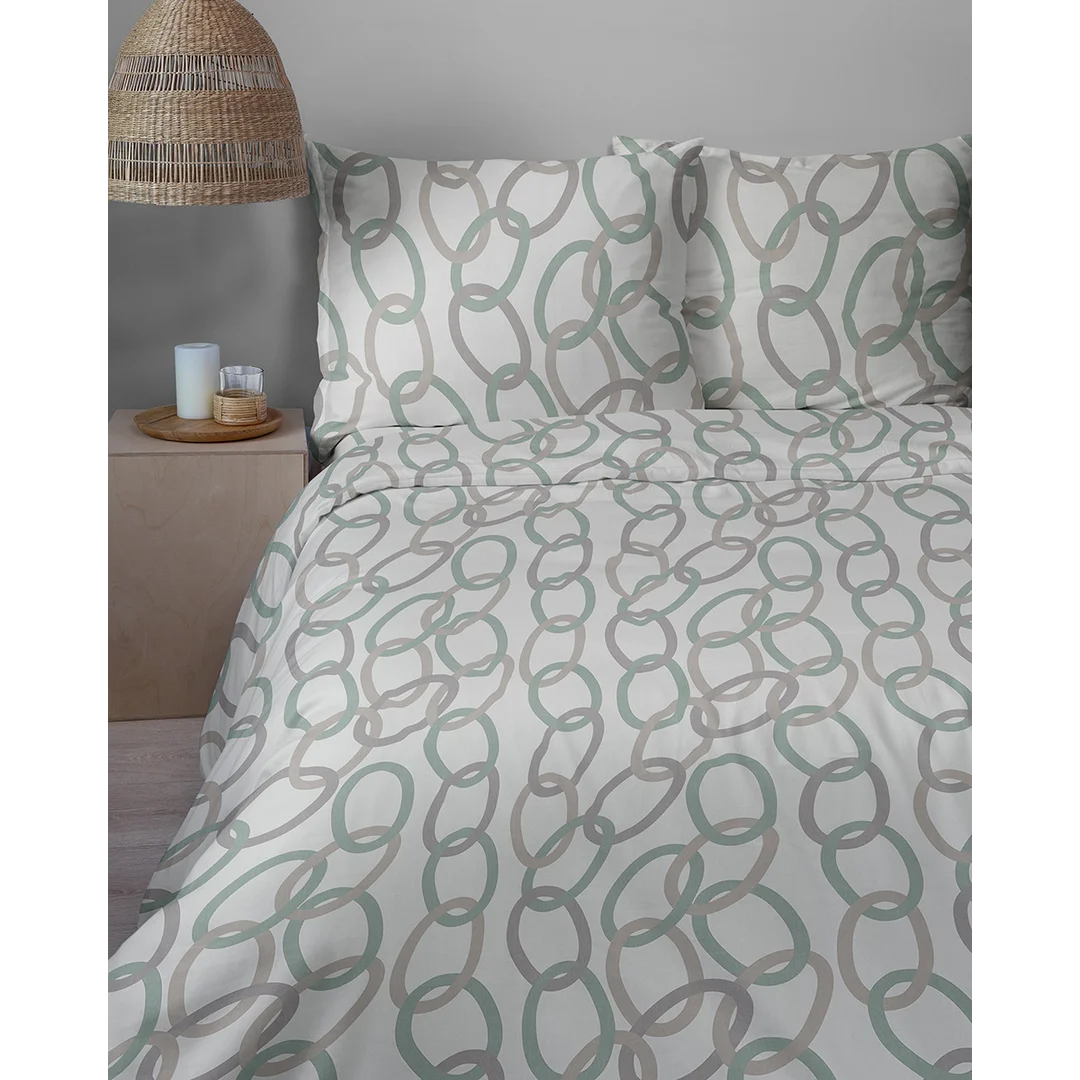 Pościel satynowa 160x200 beżowa w łańcuchy - 5993 B - Home Satin — zdjęcie 7