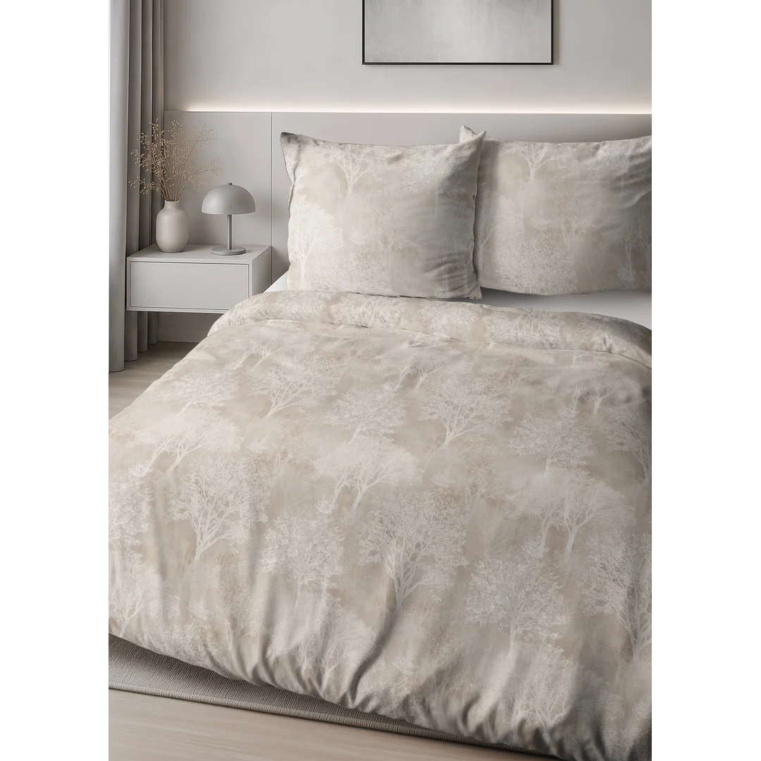 Pościel satynowa 160x200 beżowa w subtelny ornament - 6073 B - Home Satin — zdjęcie 5
